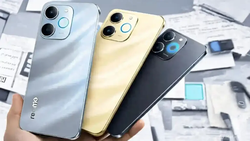 Close-up shot of Realme P4 Lite 13MP AI camera lens.