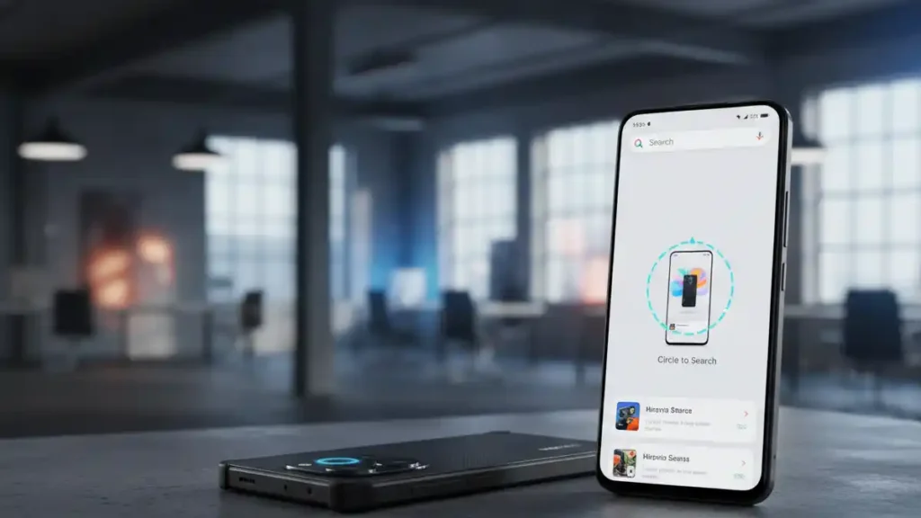 Realme P4 Lite front and back design on a stylish desk highlighting its tough build.
