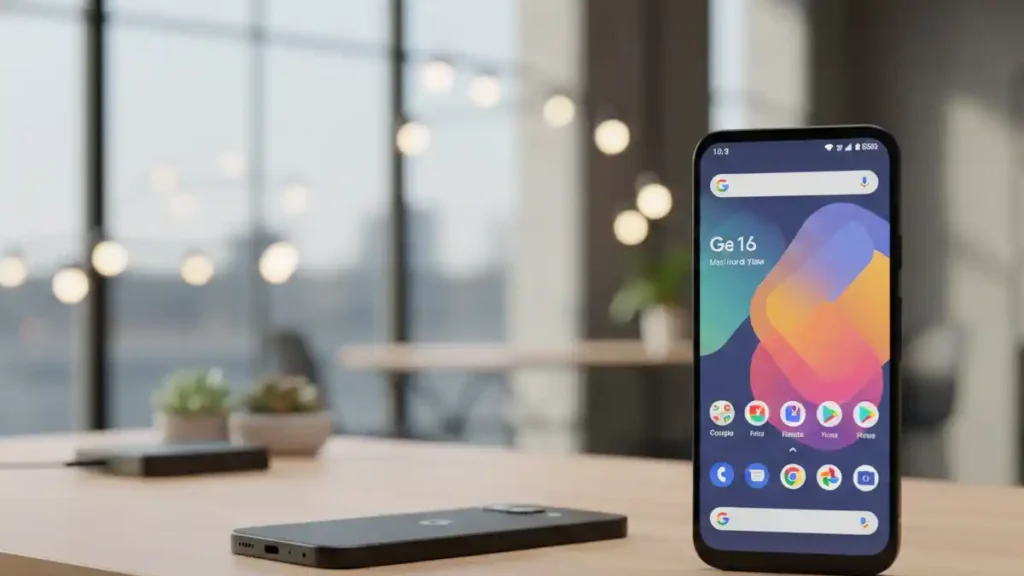 Google Pixel 10a front and back design on a stylish desk.