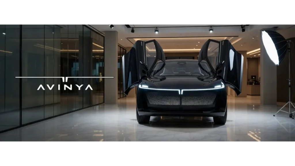 Front view of Tata Avinya showing its unique LED light signature.