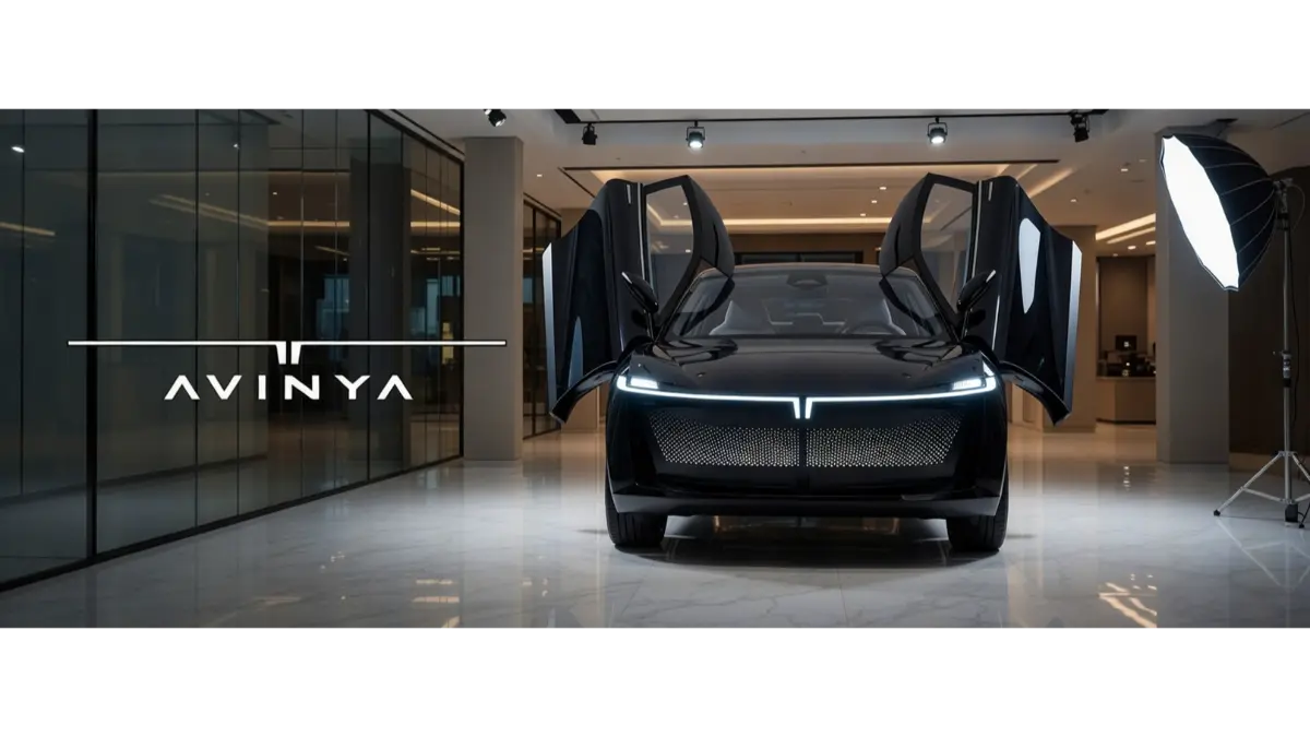 Front view of Tata Avinya showing its unique LED light signature.