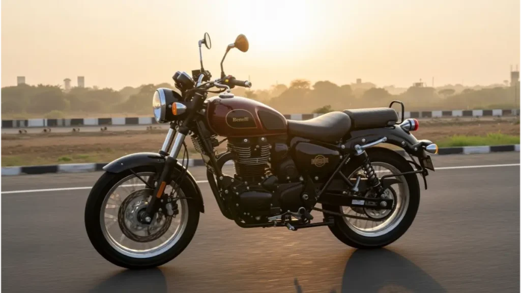 Benelli Imperiale 400 engine and side profile