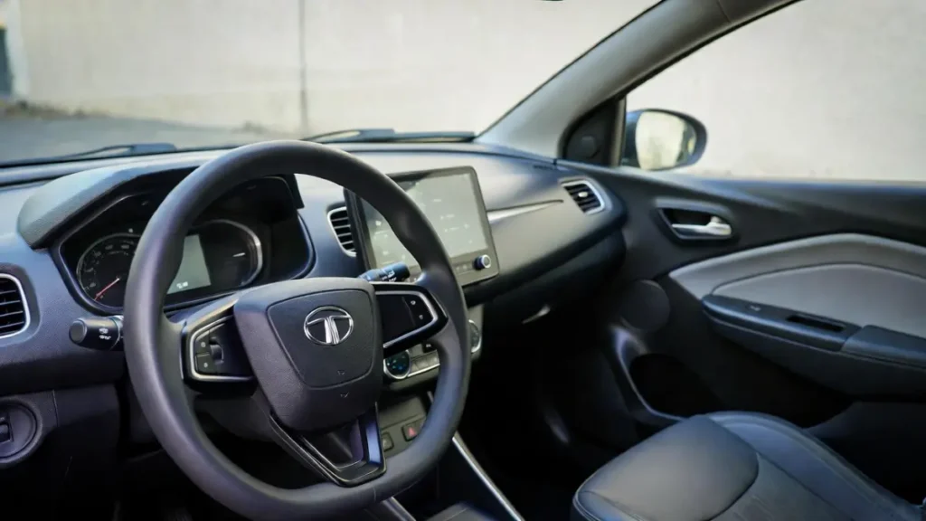 Tata Tigor EV interior dashboard and touchscreen system