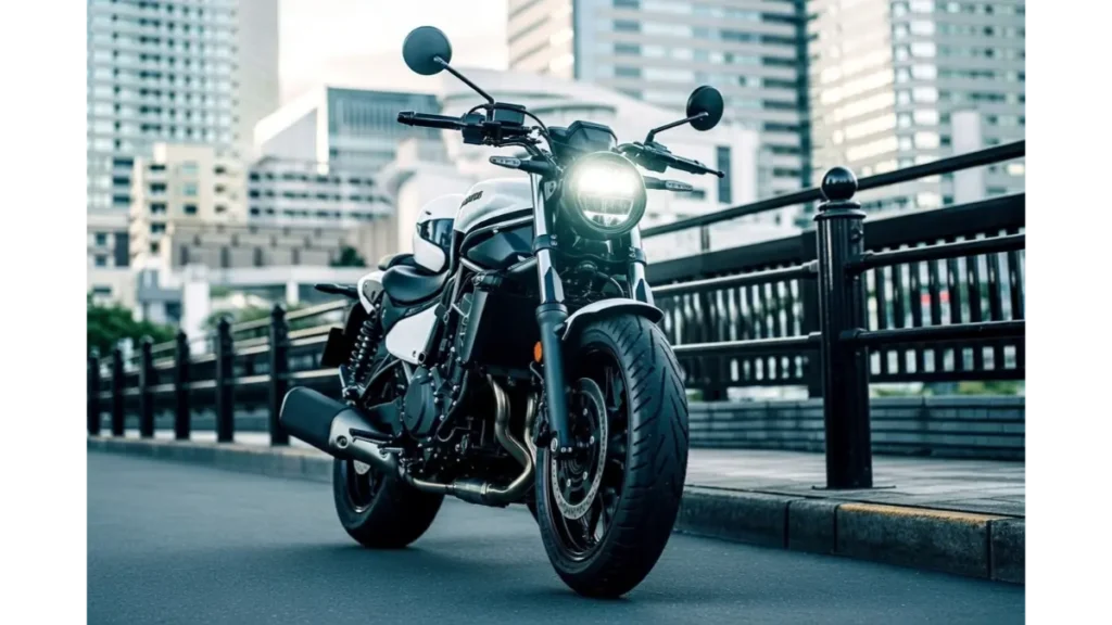 Front view of Kawasaki Eliminator showcasing the LED headlamp and slim profile.