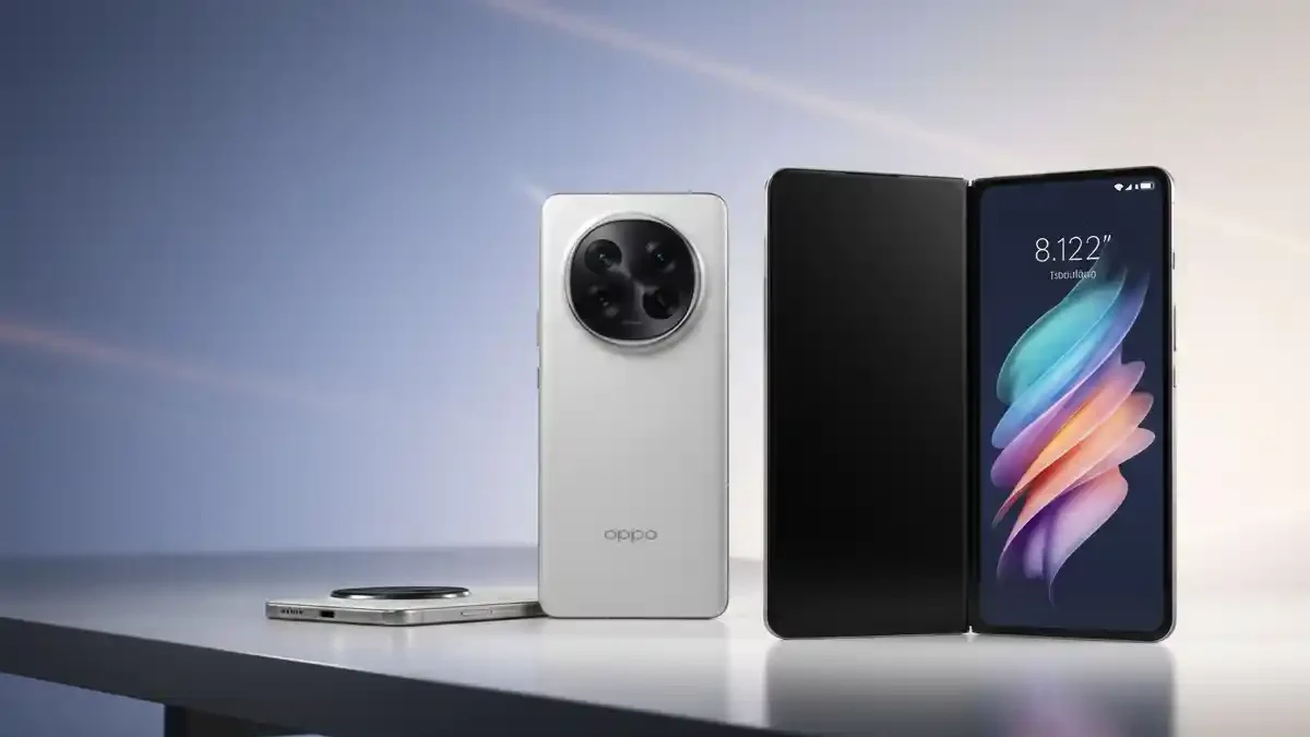 Oppo Find N6 front foldable display and back leather finish design.