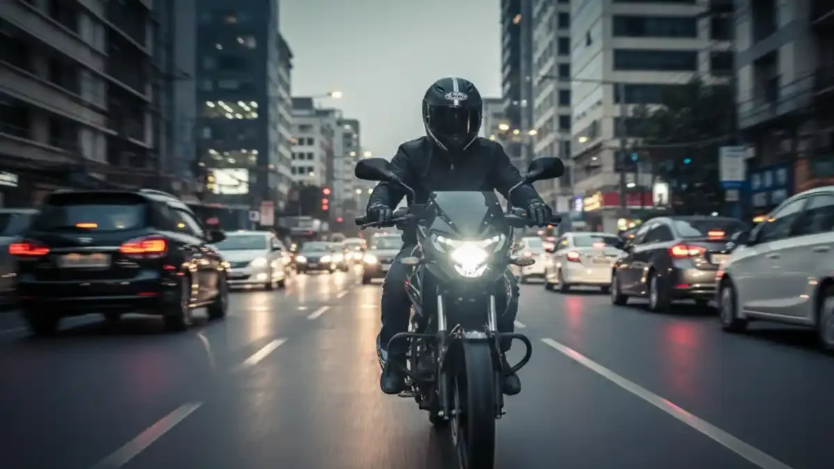 2026 Bajaj Pulsar 150 with new LED headlight running on a city road.