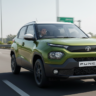 Tata Punch micro SUV running on highway in India