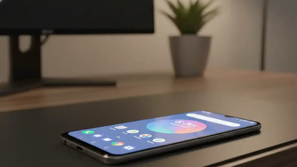 Front view of Lava Bold N2 showcasing the clean UI on a stylish desk.