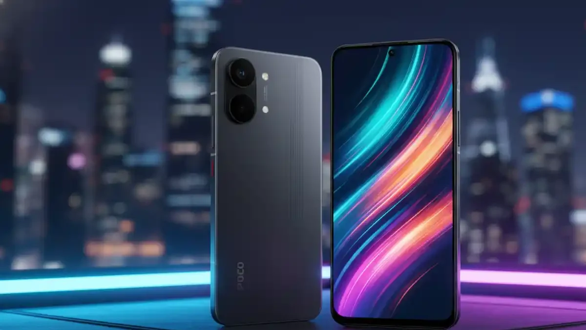 Poco X8 Pro Max front and back design visualization based on leaks.