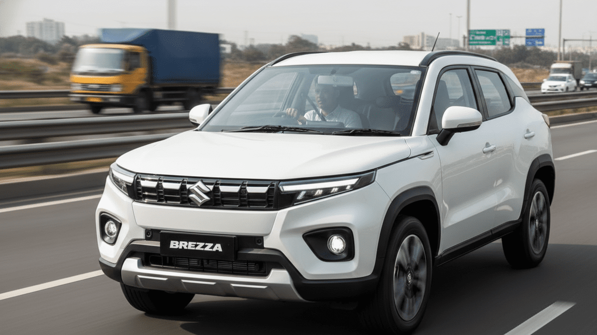 Maruti Brezza running on highway