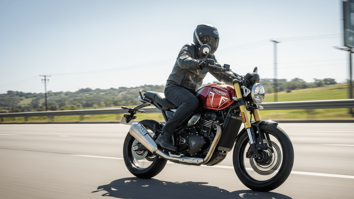 Triumph Speed 400 bike running on highway