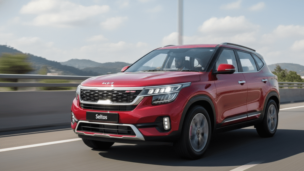 Kia Seltos running on highway