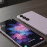 Samsung Galaxy A35 smartphones on table with brand name visible
