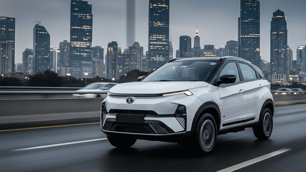 Tata Nexon compact SUV running on open highway