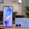 Moto G96 5G front and back view on table