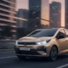 Tata Altroz premium hatchback running on a scenic highway.
