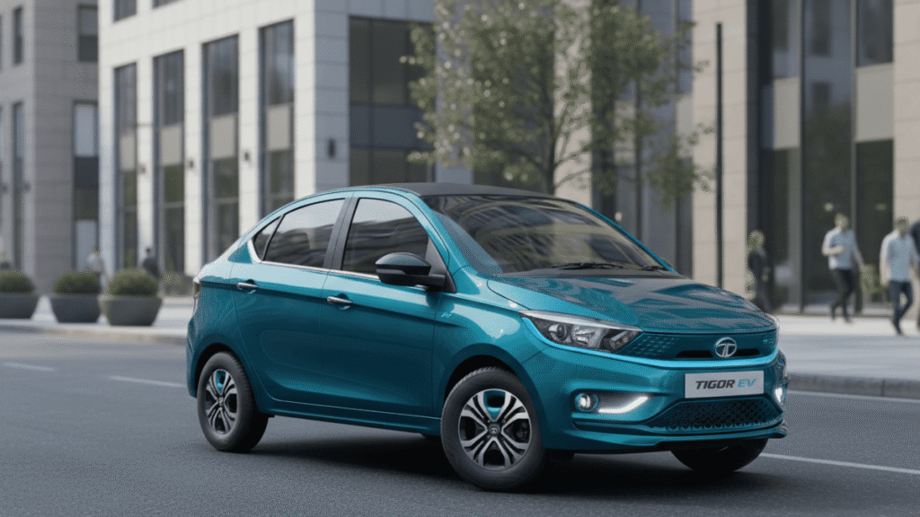 Tata Tigor EV front and side view