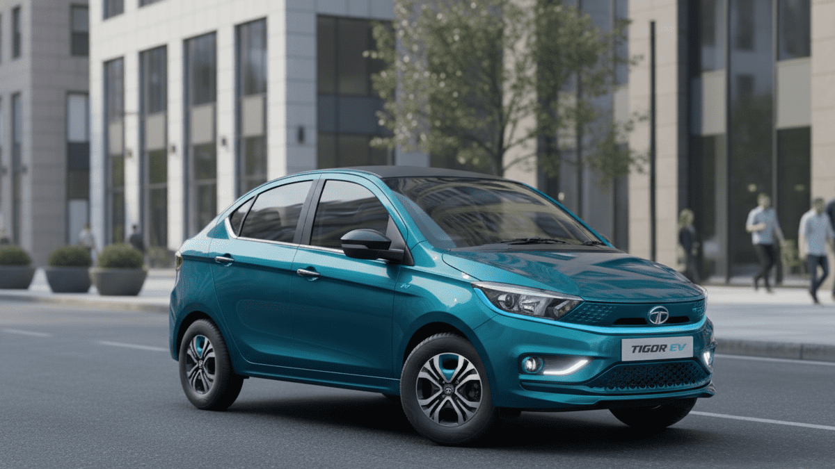 Tata Tigor EV front and side view