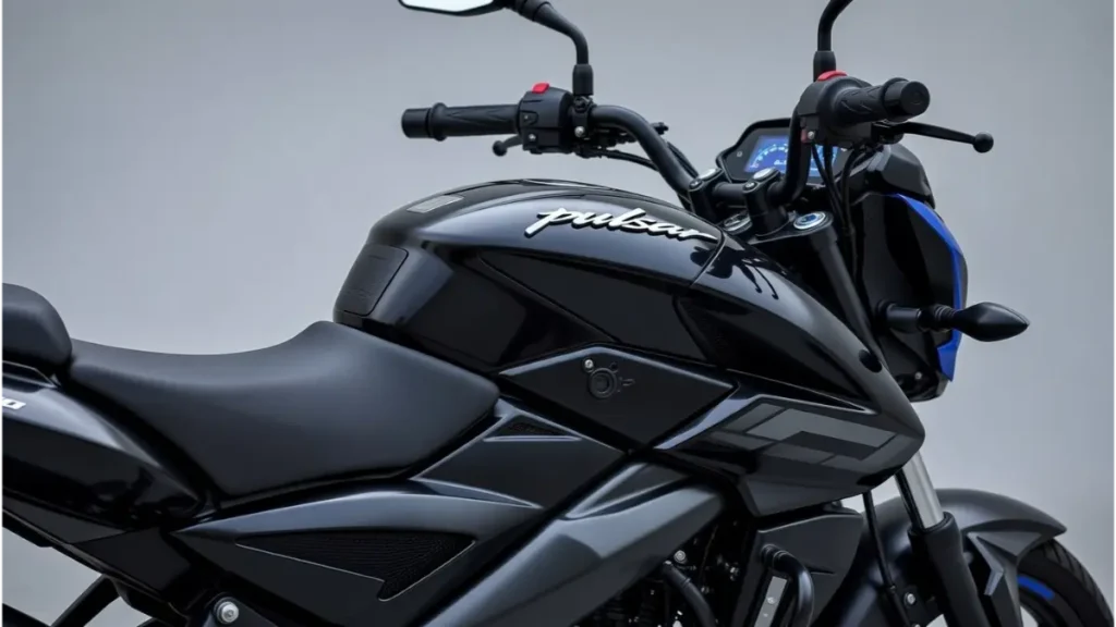 Side profile of Bajaj Pulsar 150 showing the new digital console and USB port.