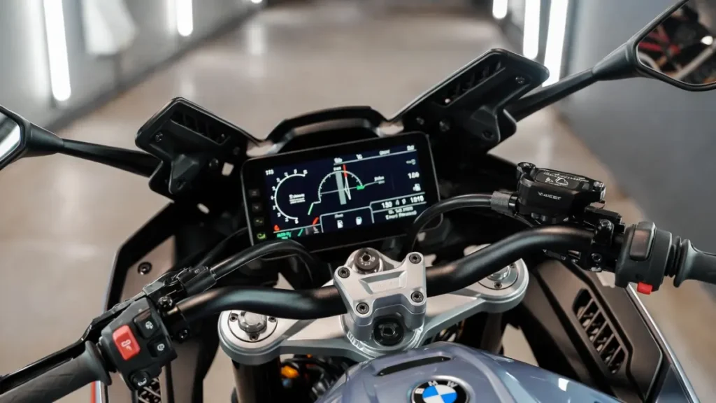 BMW G 310 RR digital TFT display and cockpit view