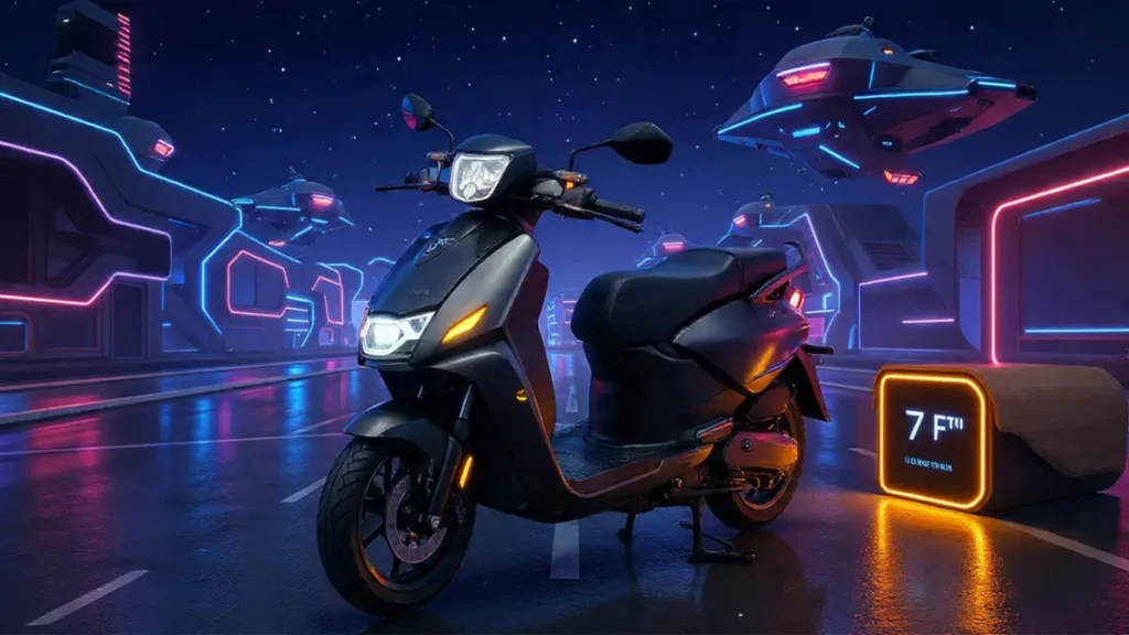 Front view of Hero Vida V1 showcasing its futuristic LED headlamp.