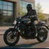 Harley-Davidson X440 motorcycle being ridden on a city road.