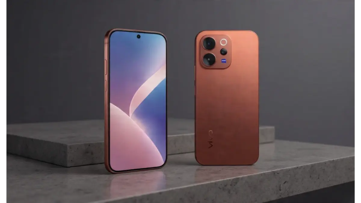 Vivo V70 front and back design on table