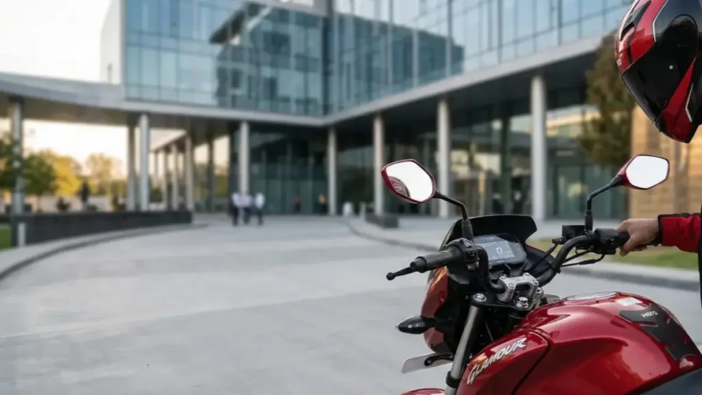 Close-up of Hero Glamour X digital console and cruise control features.