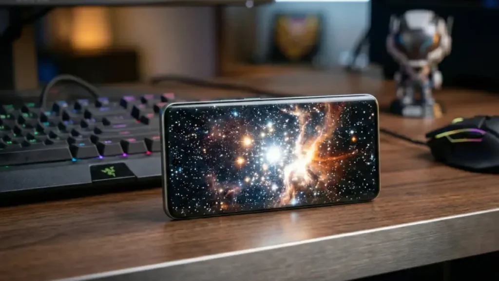 Front view of Realme Narzo Power 5G showcasing the 6,500 nits curved display.