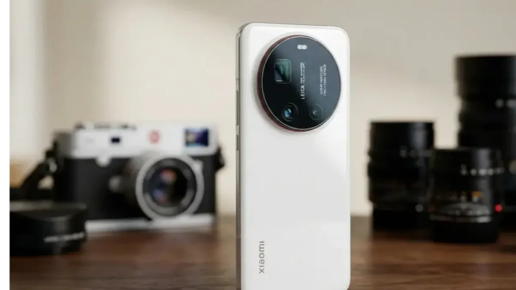 Rear camera setup of Xiaomi 17 Ultra highlighting the Leica lenses on a stylish desk.