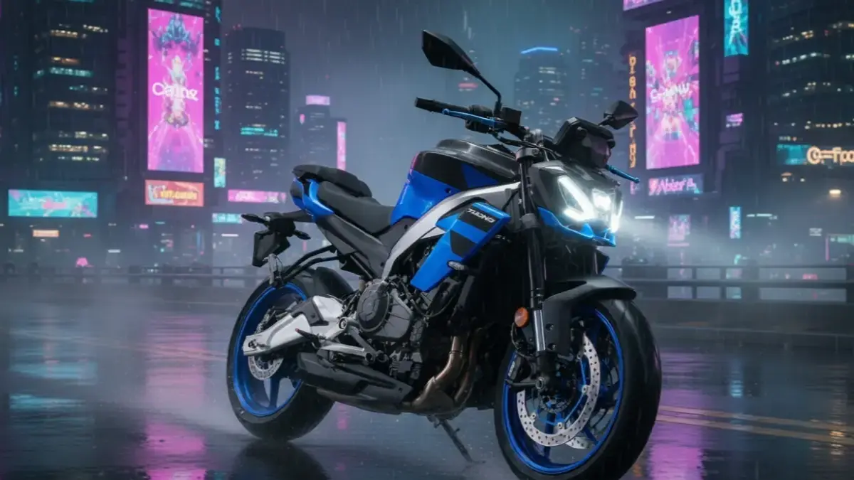 Side profile of Aprilia Tuono 457 showcasing its upright riding position and Italian styling.