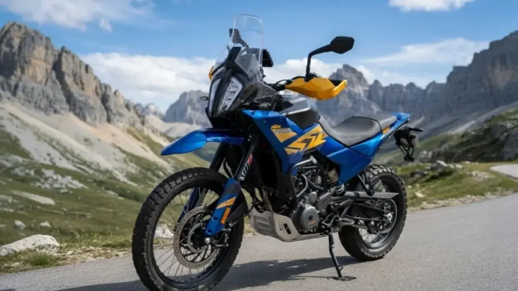 Side profile of KTM 390 Adventure R highlighting its rally-style stance.