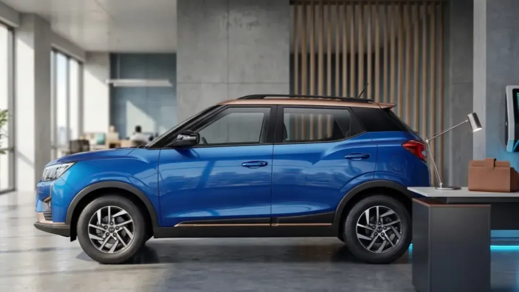 Side profile of Mahindra XUV400 EV highlighting its length.