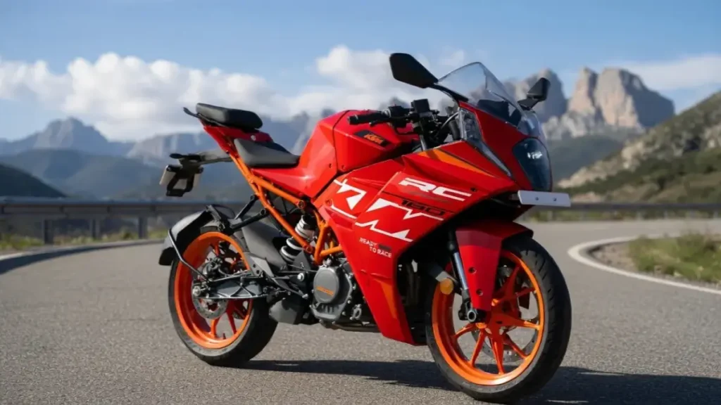 Side profile of KTM RC 160 supersport design.