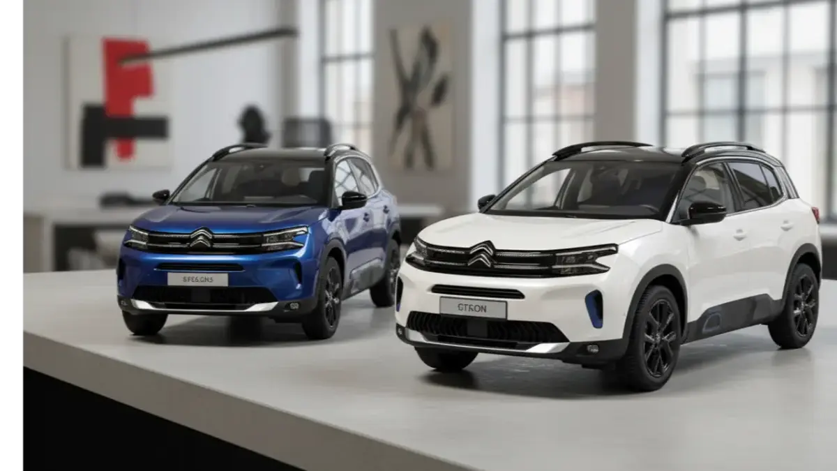 models of Citroën C5 Aircross 2026 on a stylish desk.