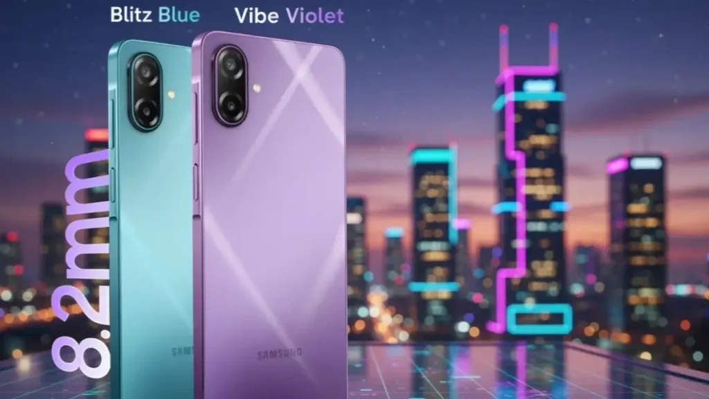 Samsung Galaxy M17e 5G 50MP dual camera setup.