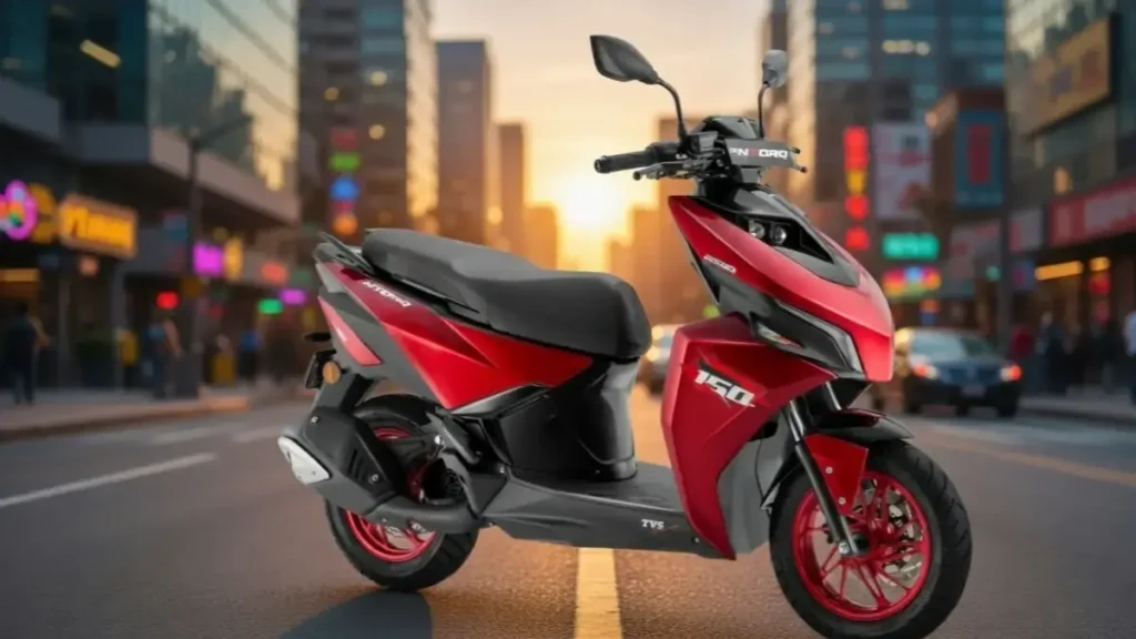 Side profile of TVS Ntorq 150 highlighting its aggressive performance design.