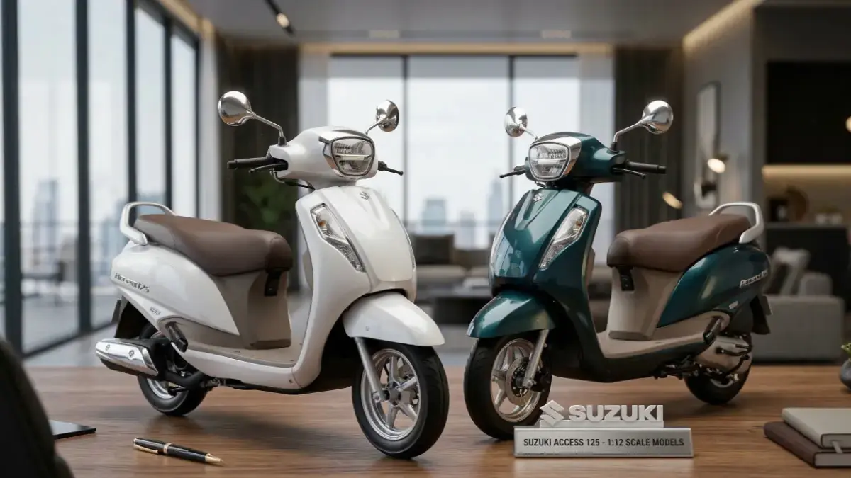 models of Suzuki Access 125 on a stylish desk.