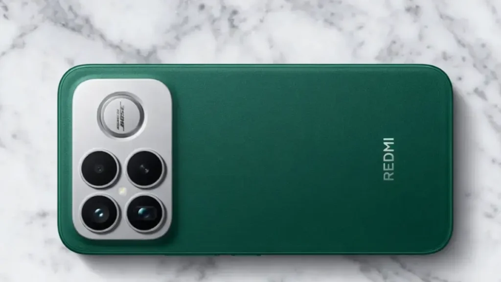 Close-up of Redmi K90 Ultra triple 50MP camera setup.