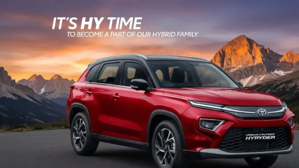 Side profile of Toyota Urban Cruiser Hyryder highlighting its premium SUV stance.