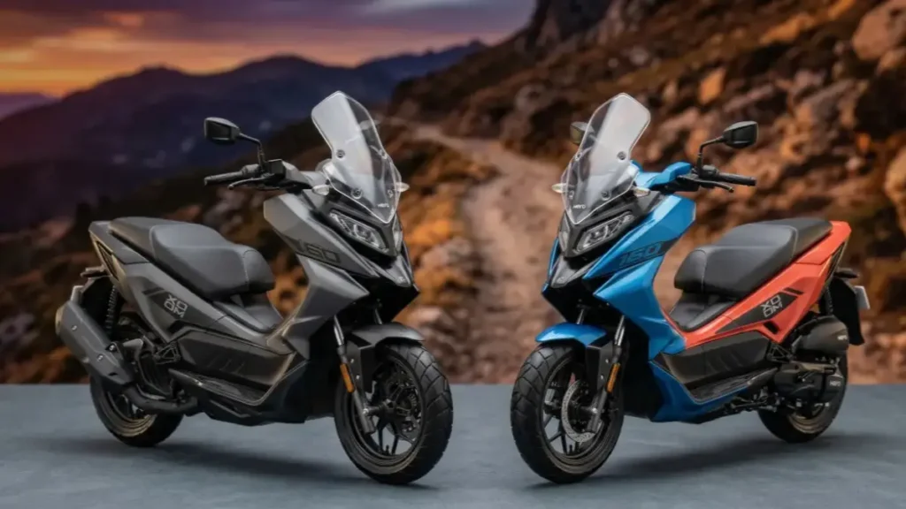 Hero Xoom 160 on a stylish desk highlighting its adventure maxi-scooter design.