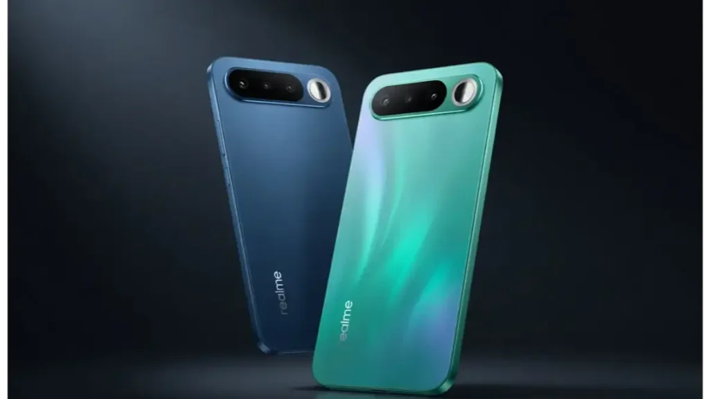 Close-up of Realme 16 5G rear camera module and innovative selfie mirror.