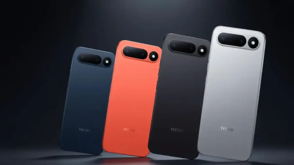 Tecno Spark 50 5G on a stylish desk