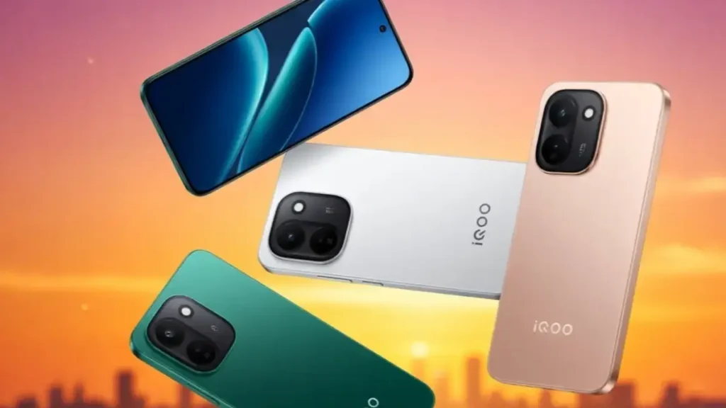 Close-up of iQOO Z11 square camera module and flat-edge design.