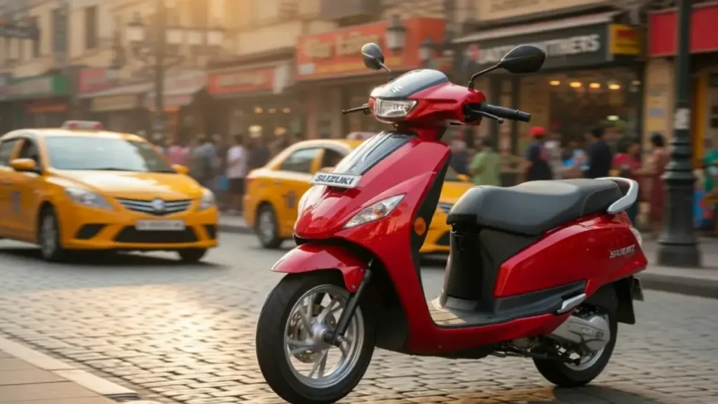 Side profile of Suzuki e-Access showcasing its premium build quality and LFP battery tech.