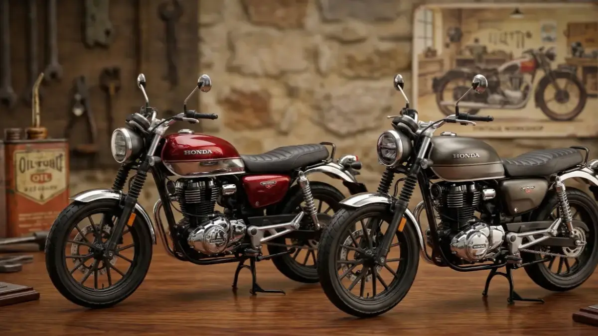 Honda CB350 on a stylish desk highlighting its vintage retro design.