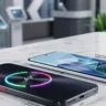 Ai+ Nova 2 Ultra smartphones on a stylish desk showcasing the rear notification light ring.