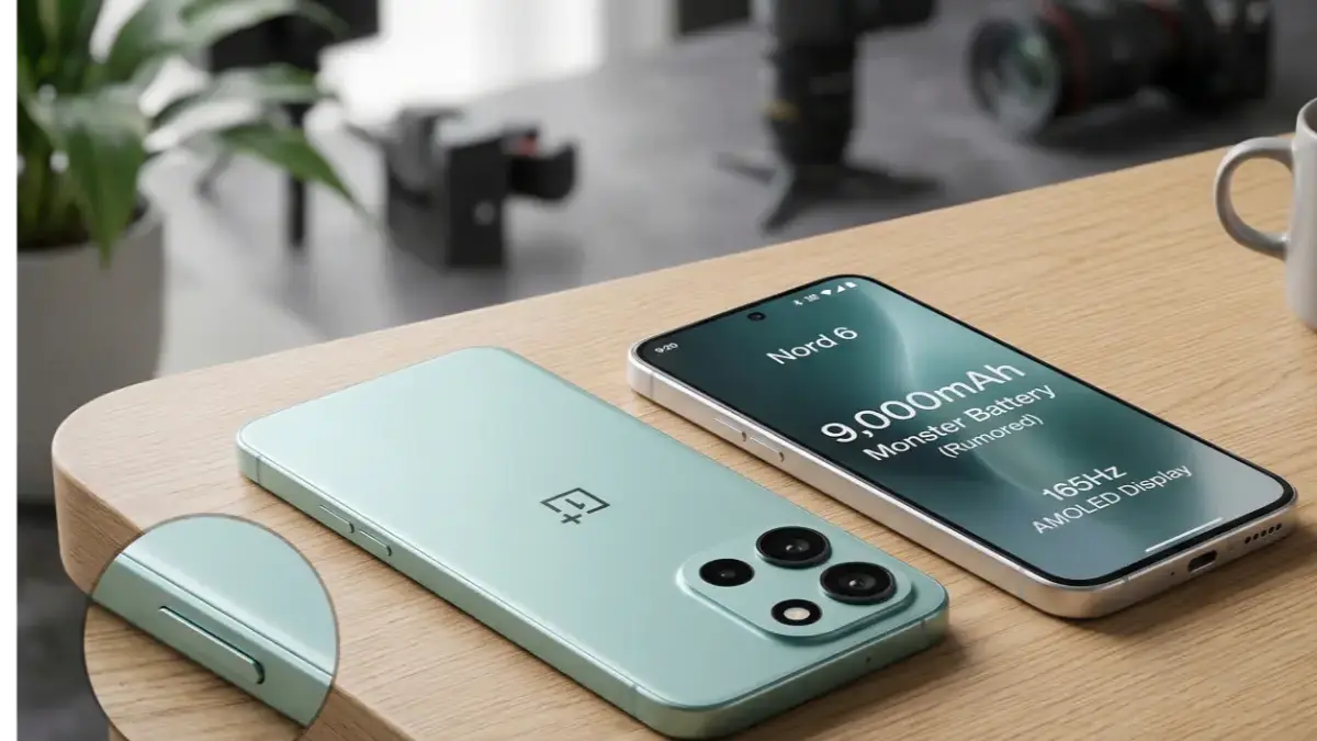 OnePlus Nord 6 Mint and Silver variants on a stylish desk.