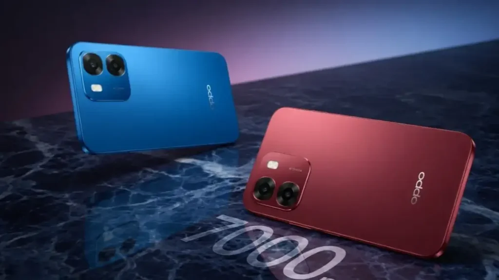 Close-up of OPPO A6 4G 50MP camera and durable back panel.