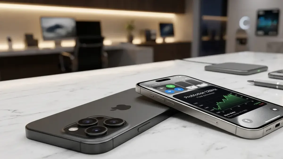 iPhone 18 Pro Titanium Silver and Deep Graphite variants on a stylish desk highlighting the triple camera setup.